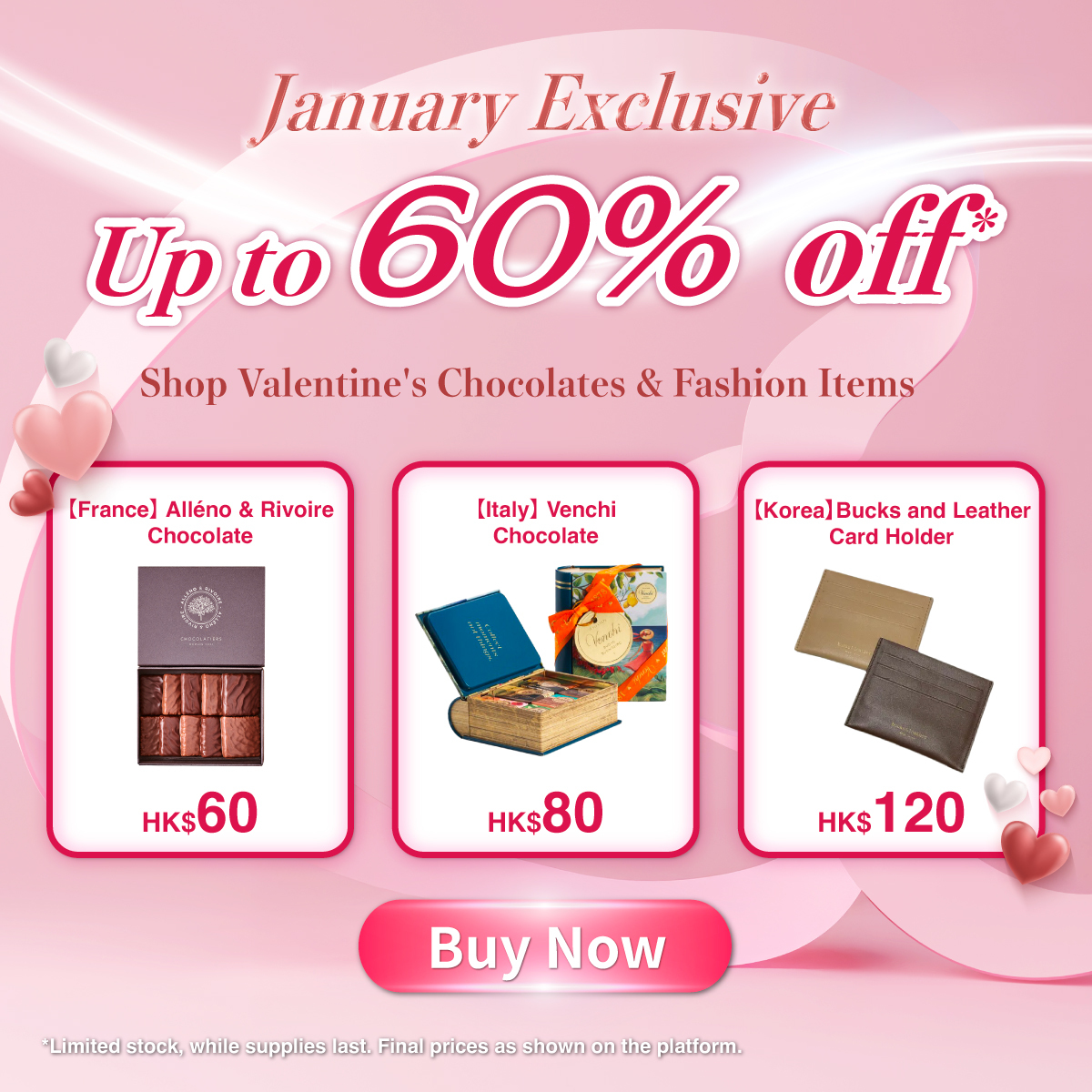 Valentines chocolate & fashion up to 60%